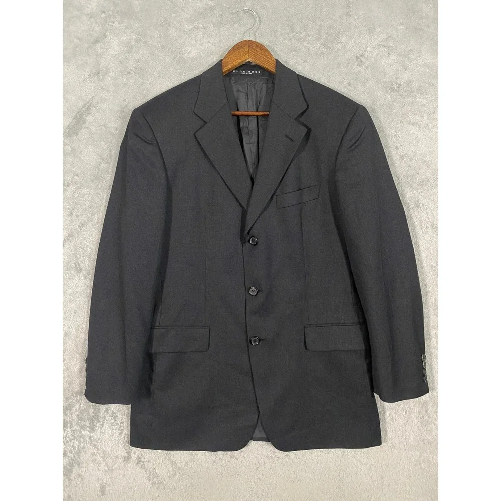 Hugo Boss Blazer Mens 40R Gray Angelico/Lucca US 3-Button Virgin Wool Sport Coat